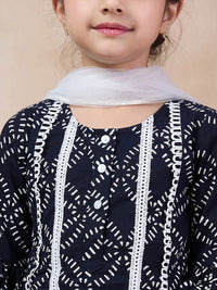 pspeaches Girls Ethnic Motifs Printed Flared Sleeves Straight Kurta With Sharara & Dupatta