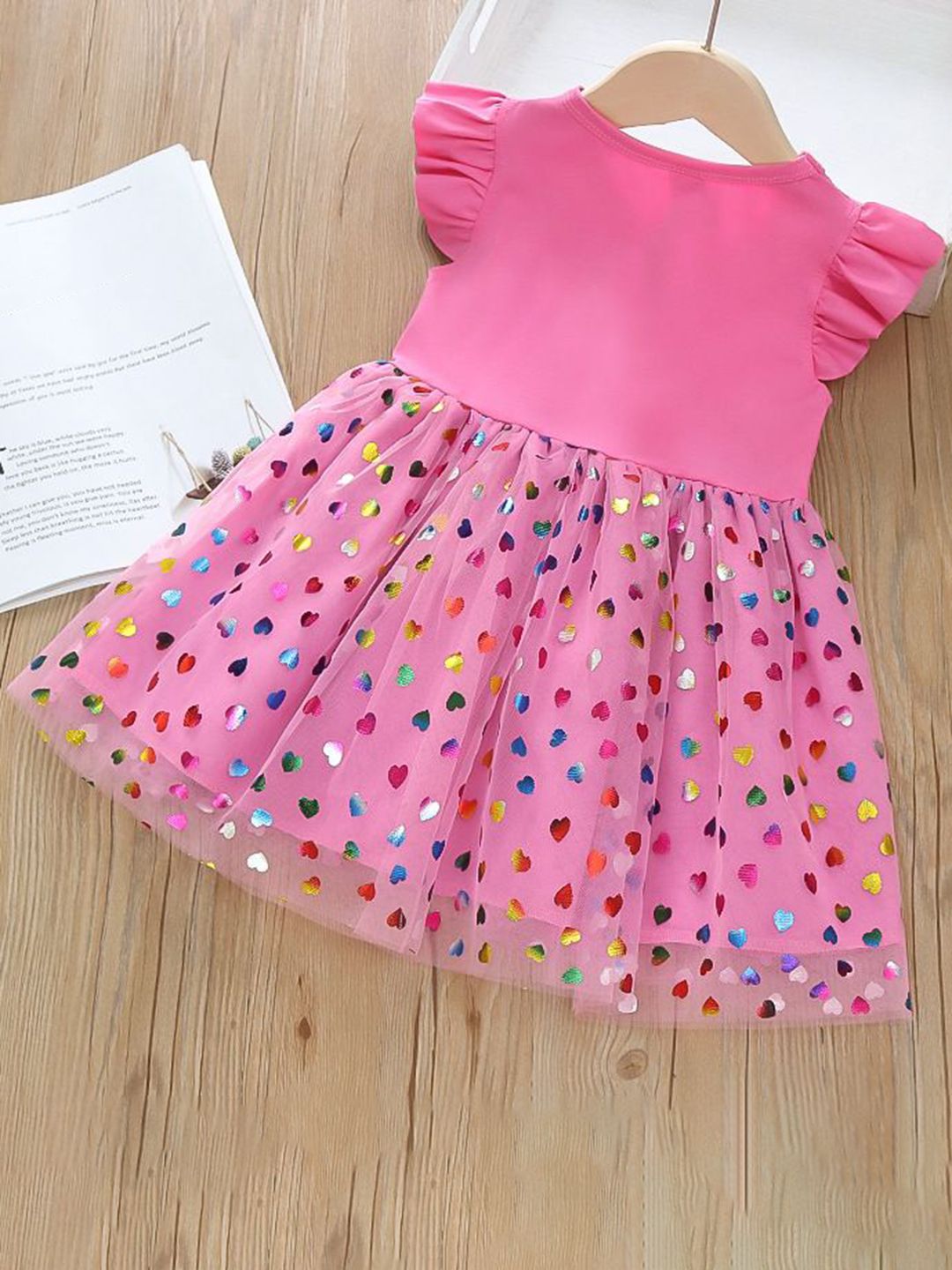 YK Girls Cotton Printed Flared Sleeve Fit & Flare Dress