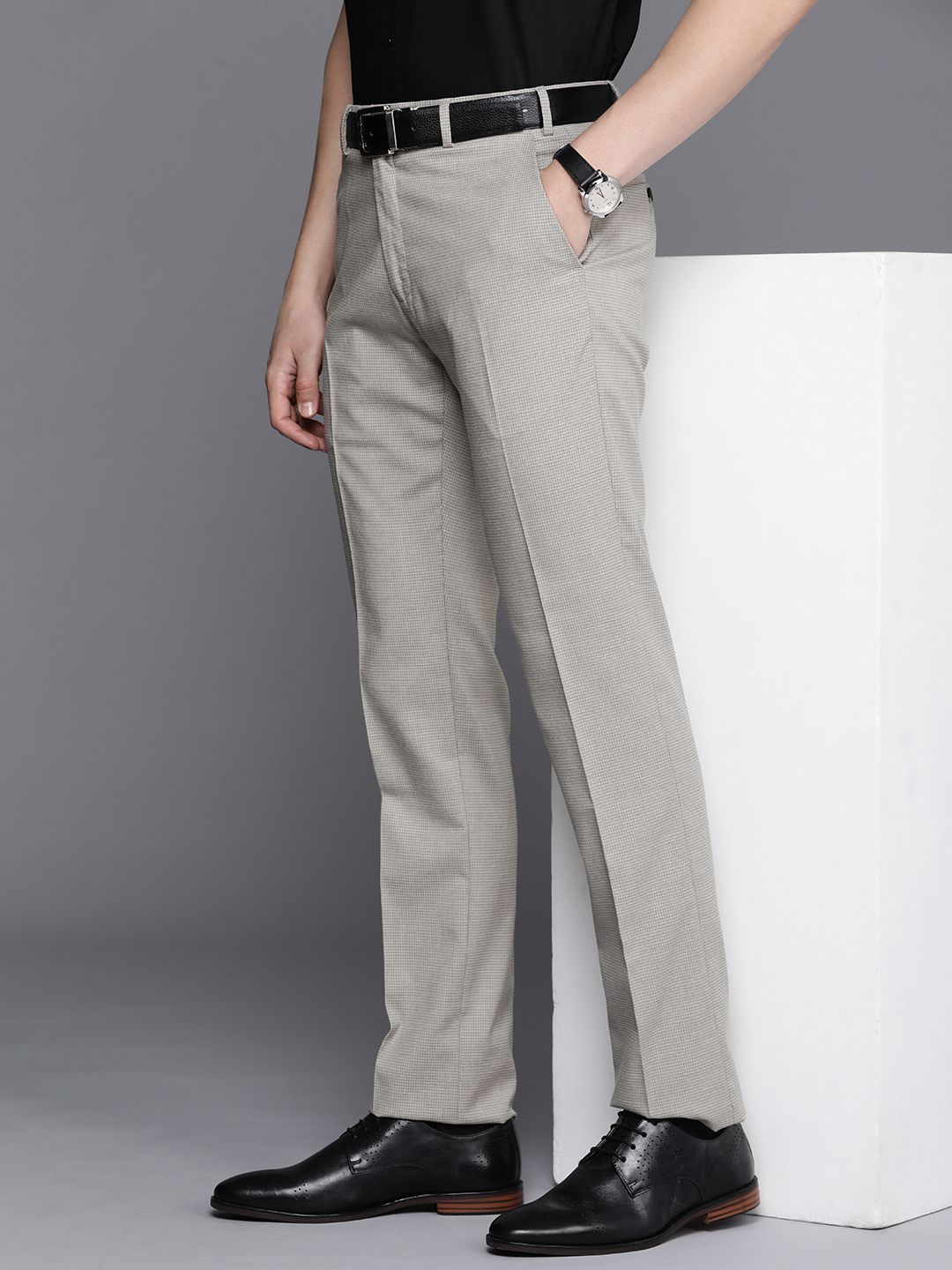 Raymond Men Checked Slim Fit Formal Trousers