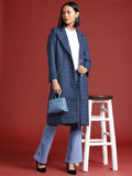 all about you Checked Single-Breasted Longline Coat