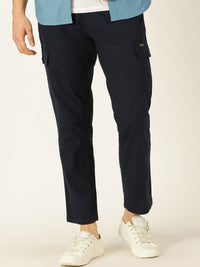 Thomas Scott Men Smart Slim Fit Linen Cotton Cargos Trousers