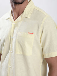 Bene Kleed Men Cuban Collar Cotton Linen Casual Shirt