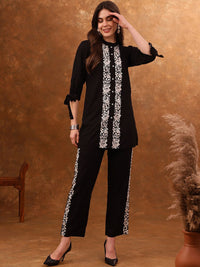 Anouk Black Silk Blend Embroidered Tunic with Trousers