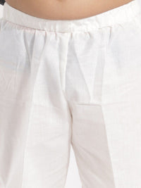 VASTRAMAY Girls Mustard Yellow Empire Pure Cotton Kurti with Trousers