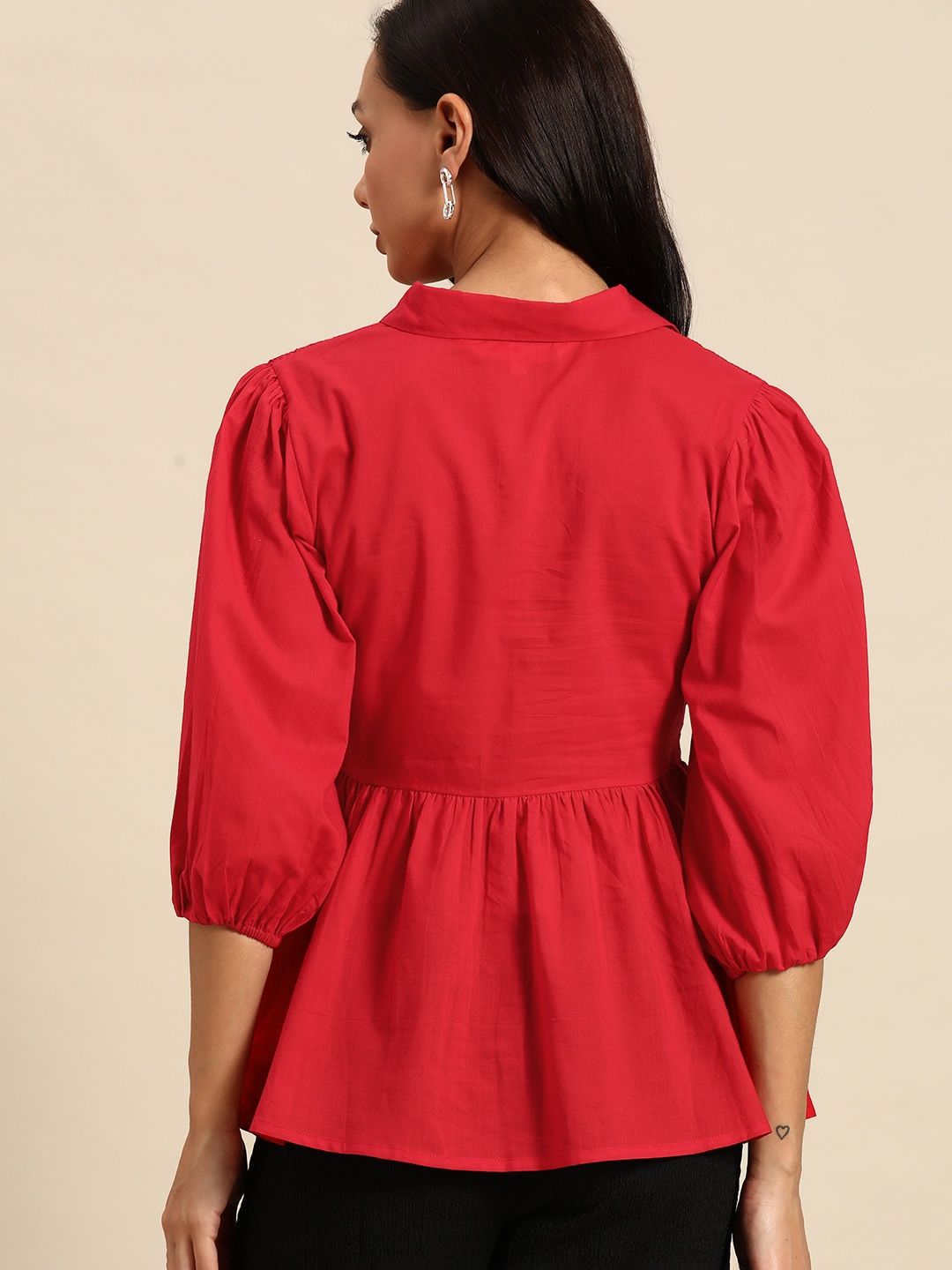 all about you Smocked Pure Cotton Peplum Top