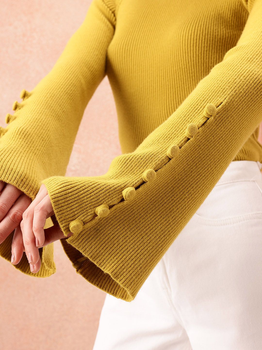 all about you Ribbed Flared Sleeve Top