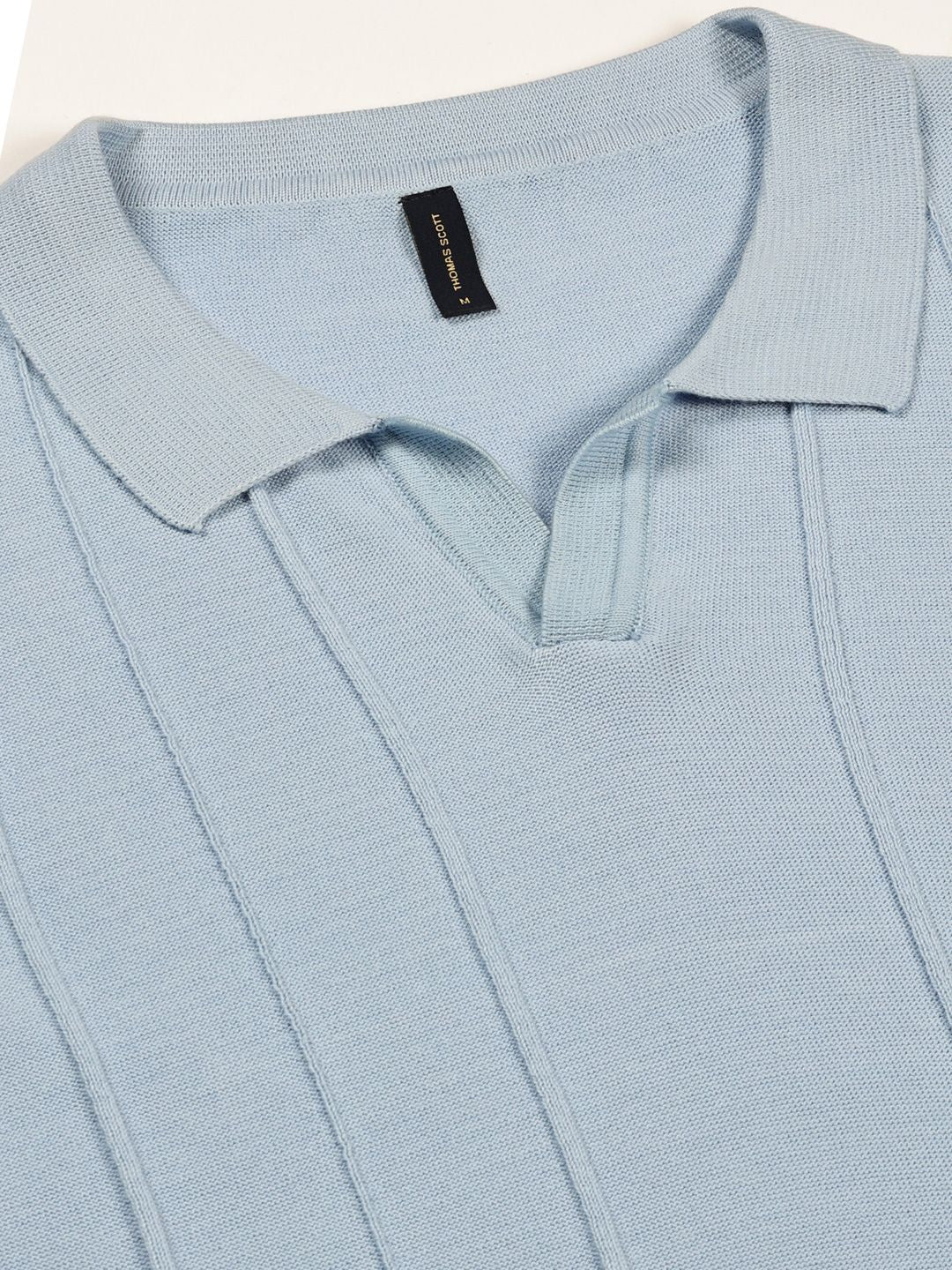 Thomas Scott Men Knit Striped Polo Collar T-shirt