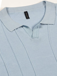 Thomas Scott Men Knit Striped Polo Collar T-shirt