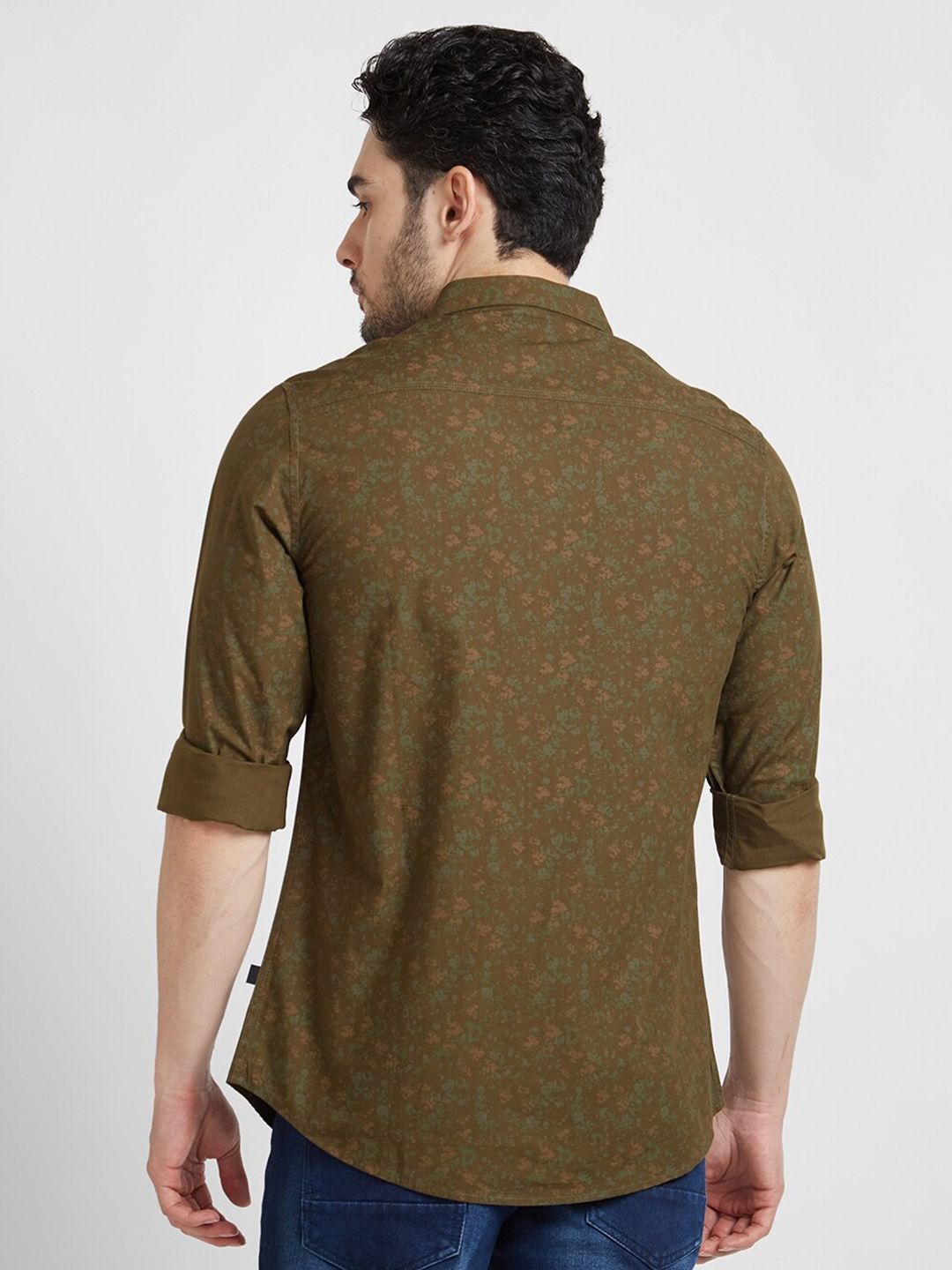 SPYKAR Classic Floral Printed Spread Collar Slim Fit Cotton Casual Shirt