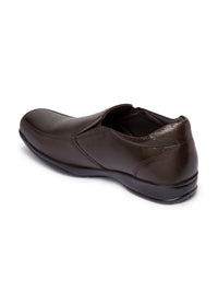 Red Chief Men Brown Genuine Leather Formal Slip-Ons