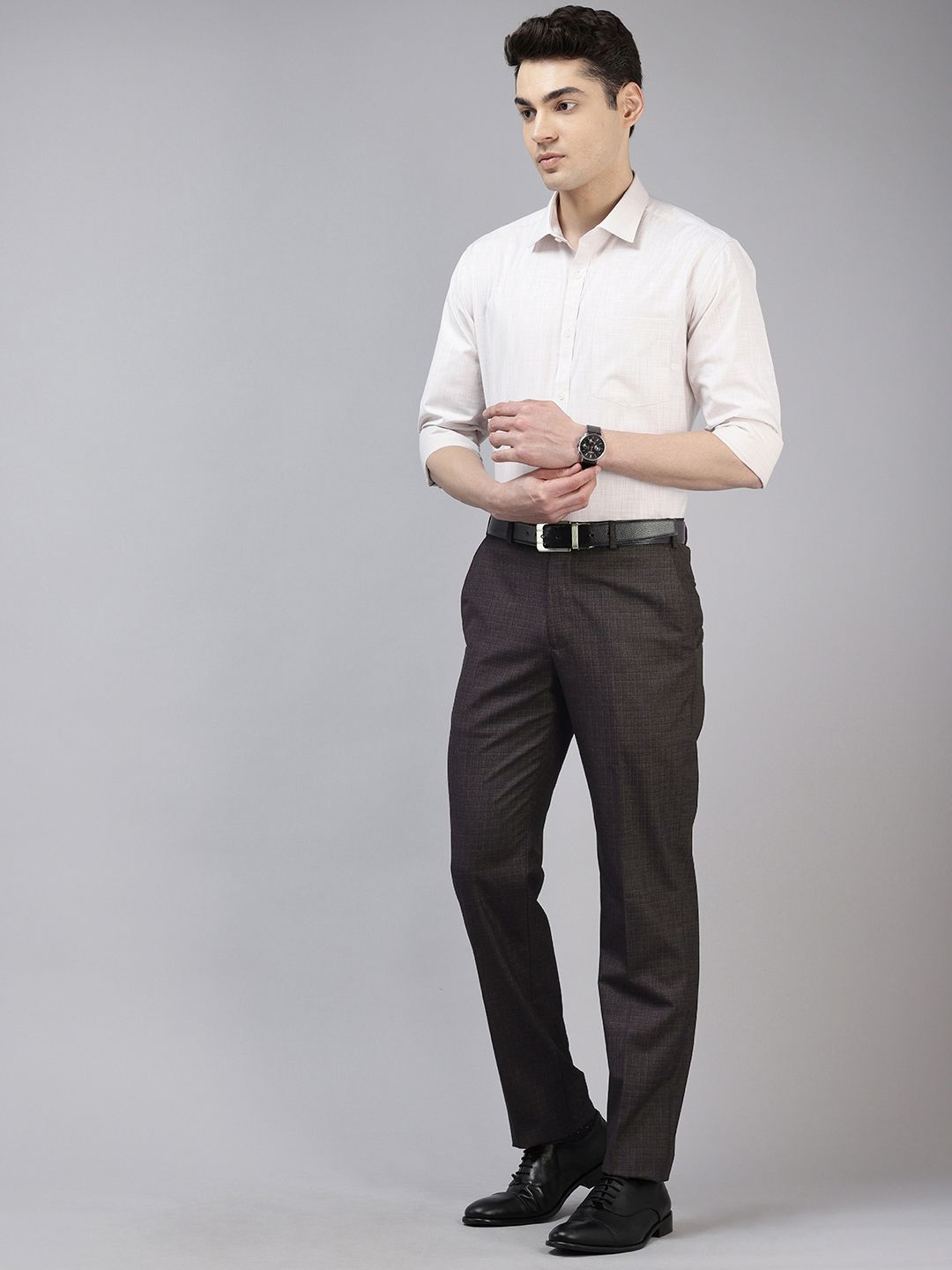 Park Avenue Men Checked Formal Trousers