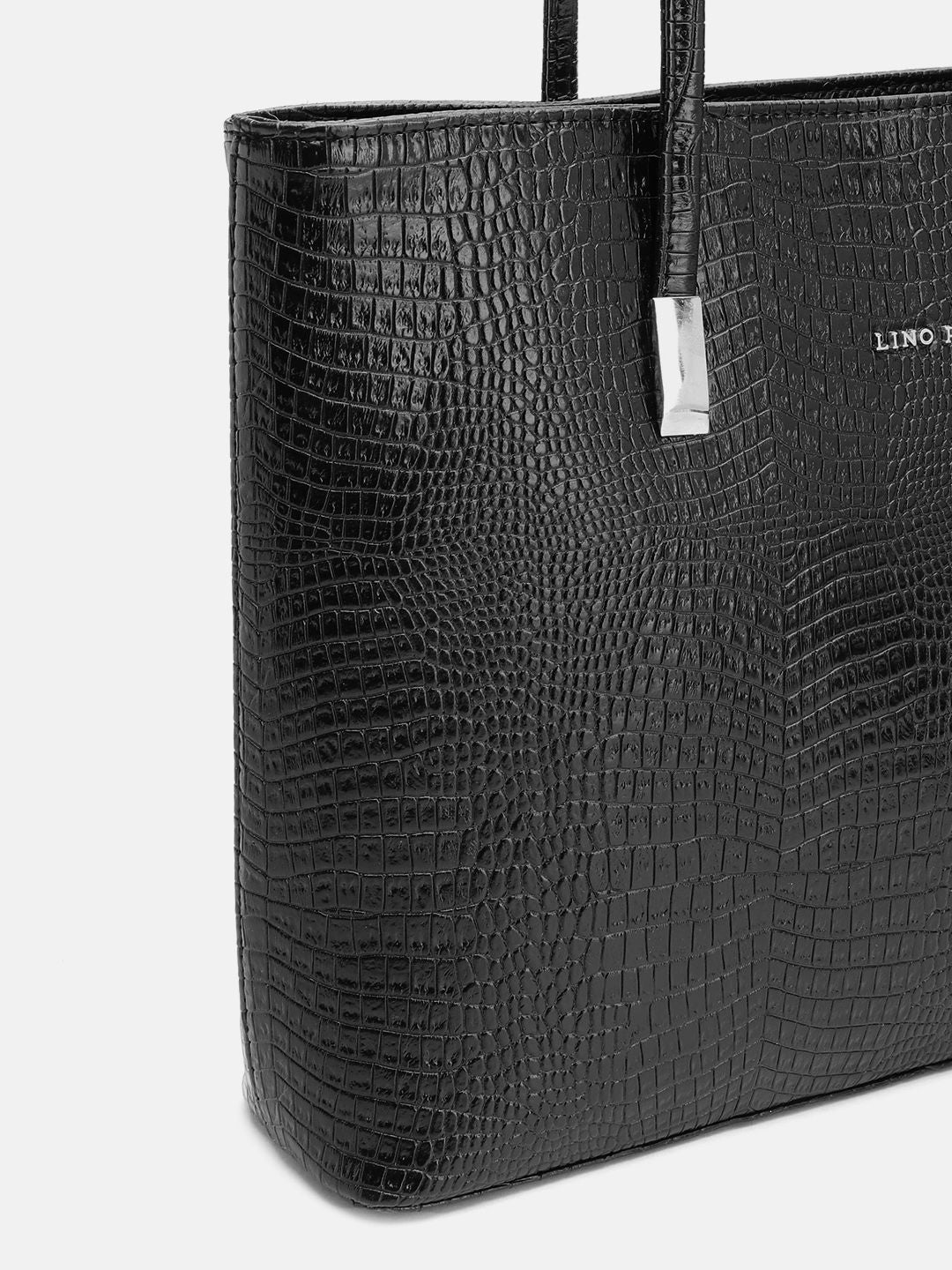 Lino Perros Croc Textured Structured Shoulder Bag