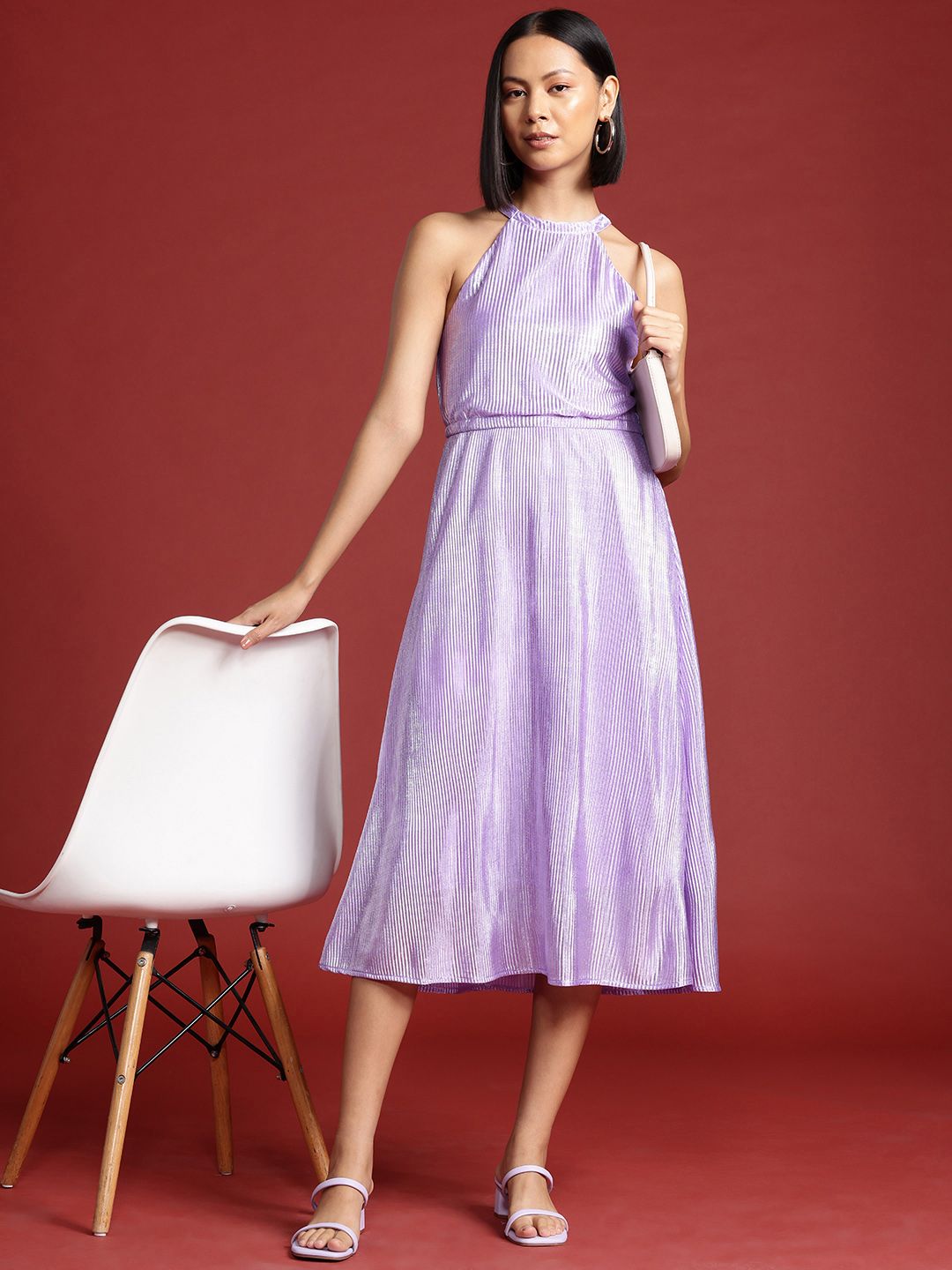 all about you Accordion Pleated A-Line Midi Dress