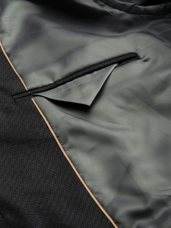 Raymond Men Dark Grey Notched Lapel Collar Slim-Fit Single-Breasted Formal Blazer