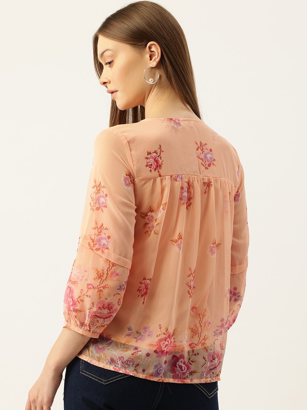 AND Floral Print Puff Sleeve Top