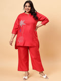 Bani Embroidered Round-Neck Tunic With Flared Trousers Co-Ords