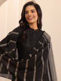 Libas Black Mandarin Collar Straight Kurta with Trousers & With Dupatta
