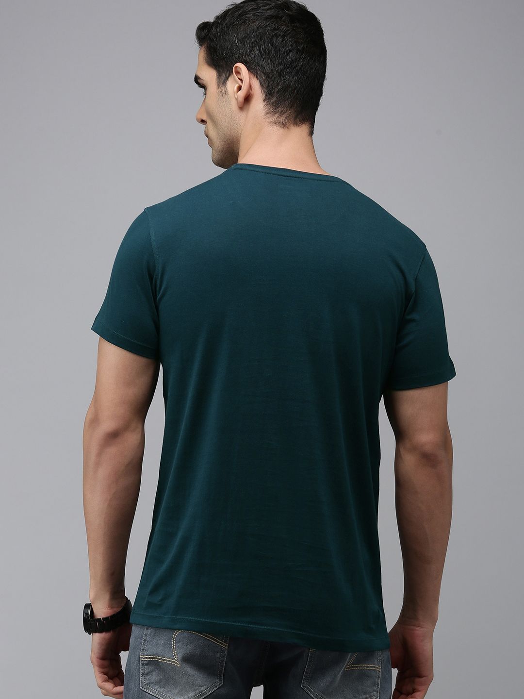 SPYKAR Men Pure Cotton Printed Slim Fit T-shirt