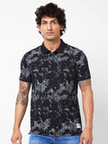 SPYKAR Abstract Printed Polo Collar Slim Fit T-shirt