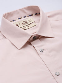 THE BEAR HOUSE Men Dusty Pink Solid Slim Fit Cotton Formal Shirt
