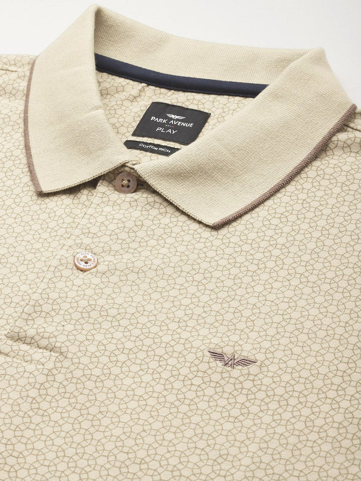 Park Avenue Micro Printed Polo Collar Slim Fit T-shirt