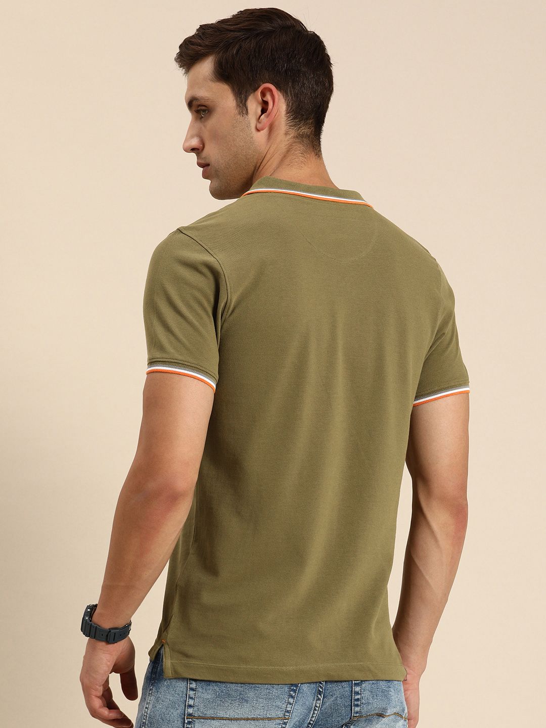 Being Human Pure Cotton Solid Polo Collar Casual T-shirt