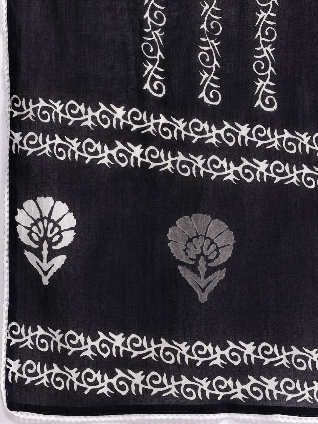 Indo Era Floral Printed Regular Pure Cotton Kurta With Trousers & Dupatta