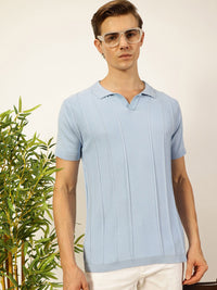 Thomas Scott Men Knit Striped Polo Collar T-shirt