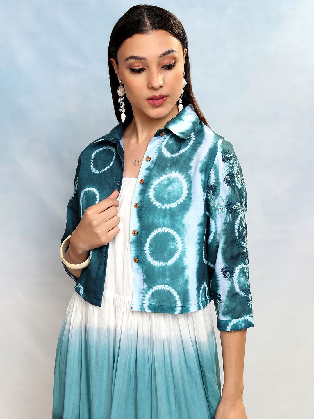 Vishudh Tie and Dye Dyed A-Line Midi Holi Dress