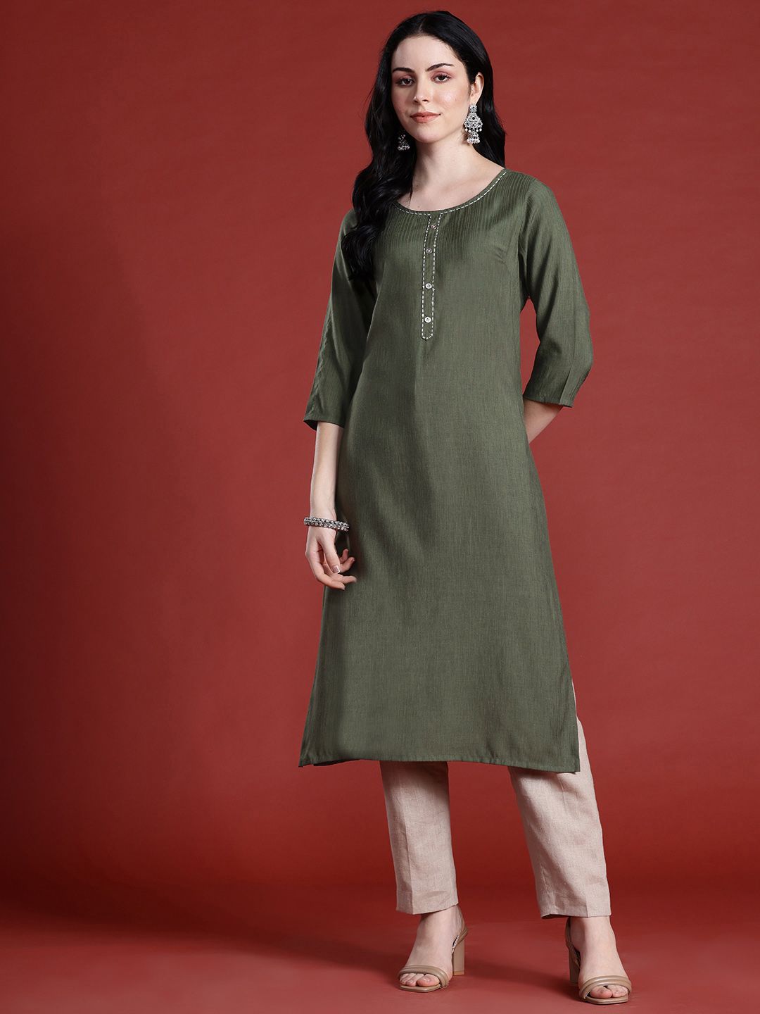 Anouk Solid A-Line Kurta