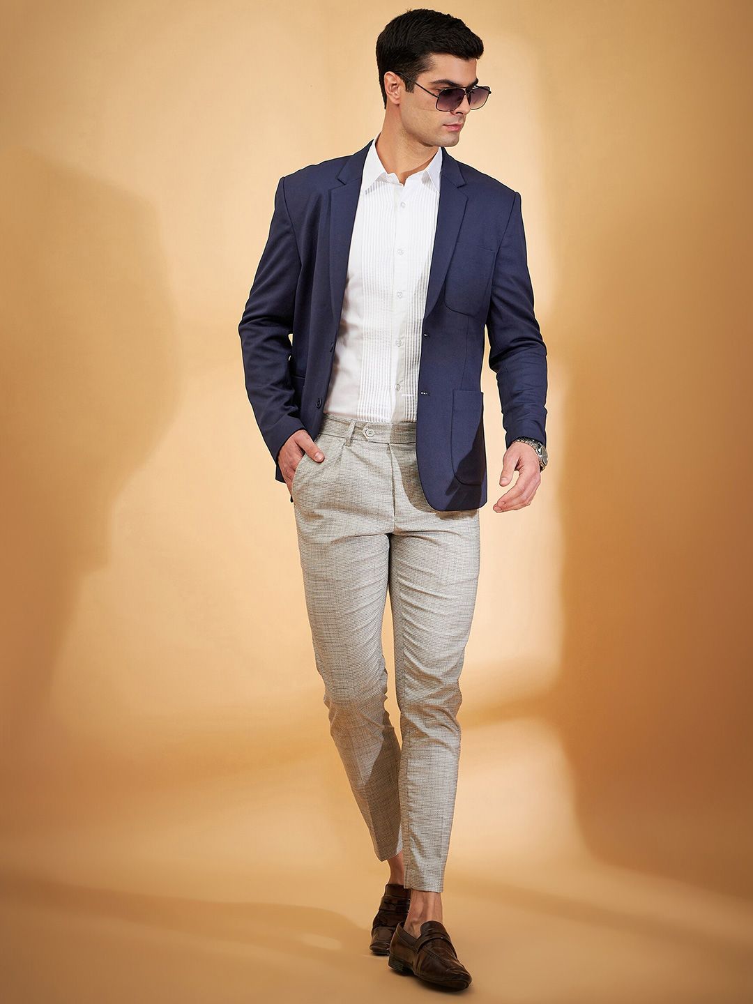 DENNISON Notch Lapel Collar Single-Breasted Blazer