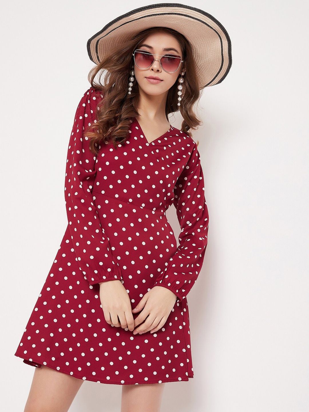 Berrylush Women Red Printed Wrap Dress