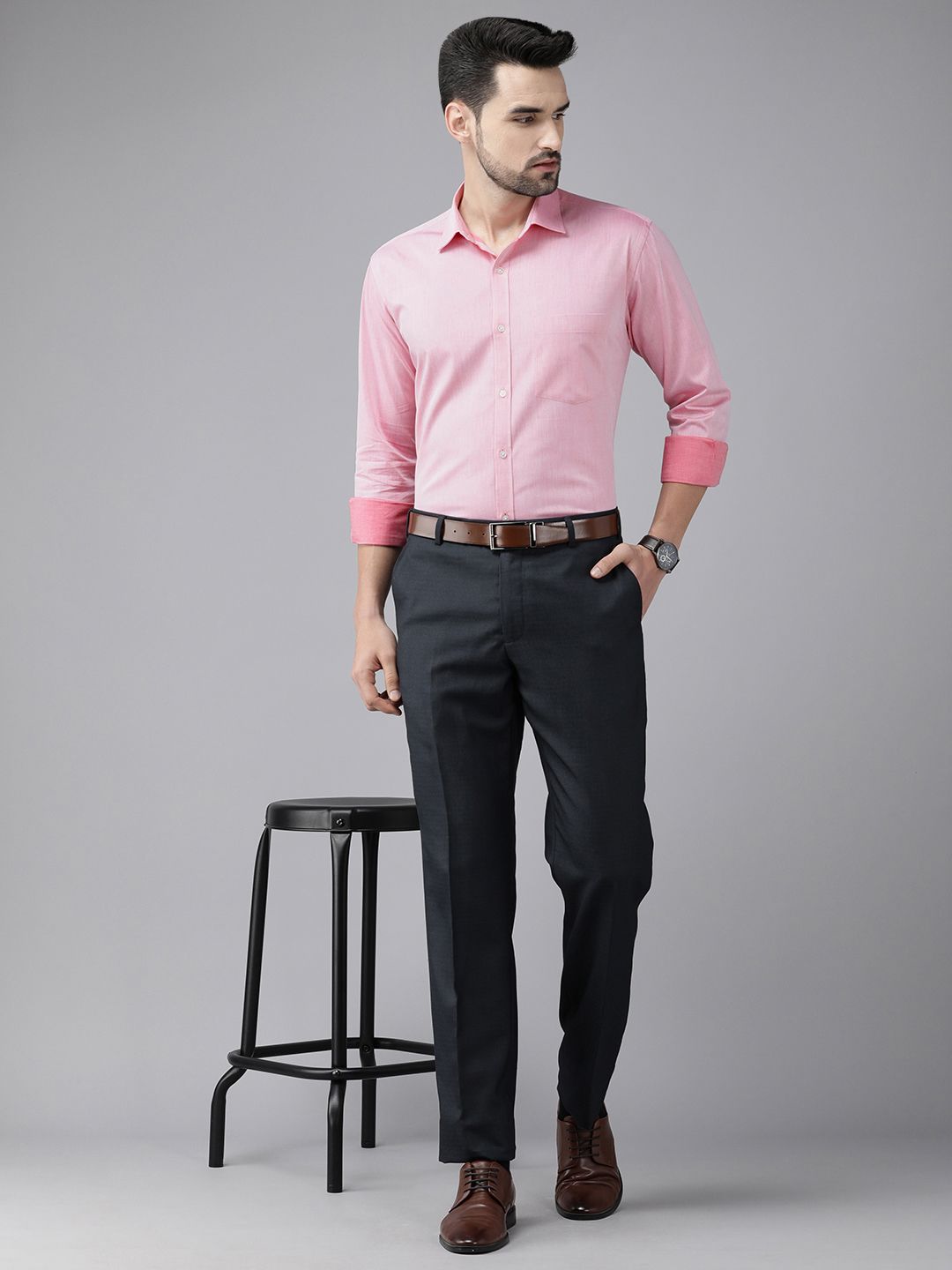 Park Avenue Men Pink Solid Slim Fit Formal Shirt