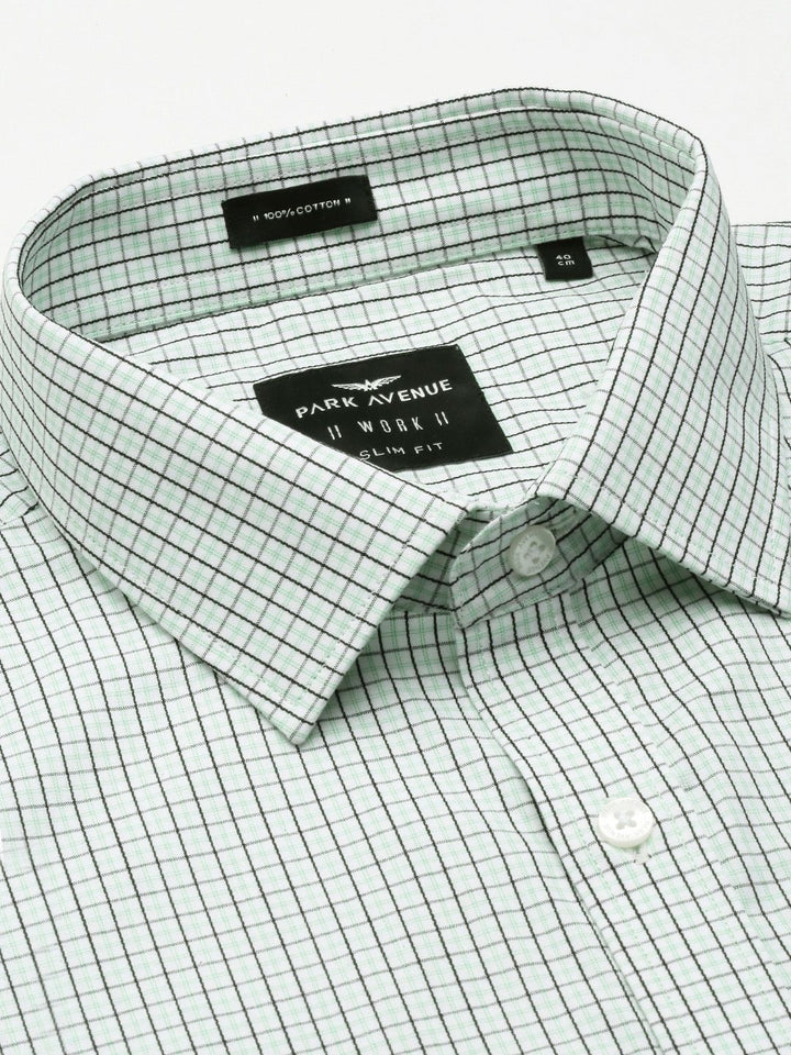 Park Avenue Men Slim Fit Tartan Checks Opaque Pure Cotton Formal Shirt