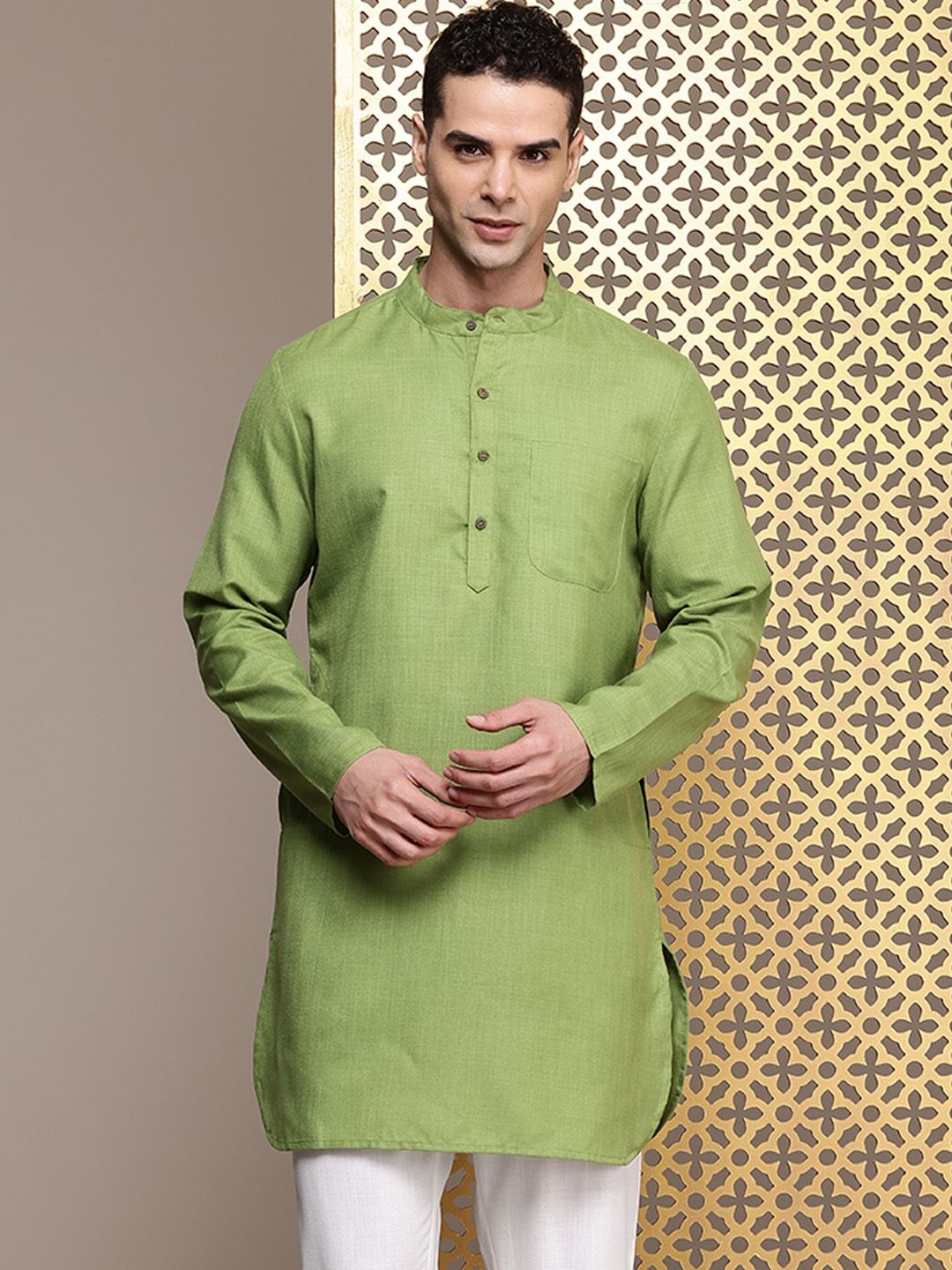 House of Pataudi Band Collar Rozana Kurta