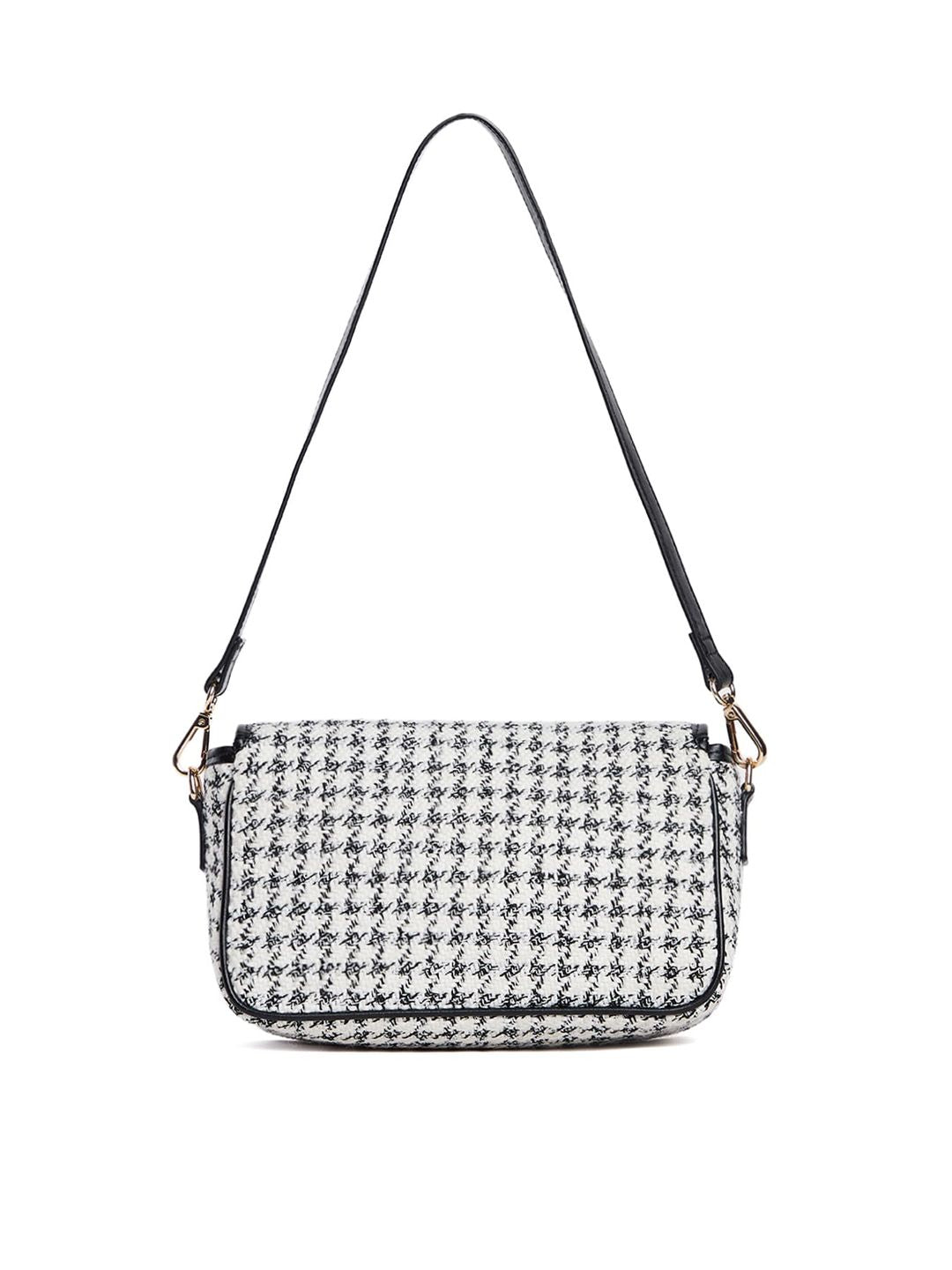 Berrylush White Textured Structured Shoulder Bag