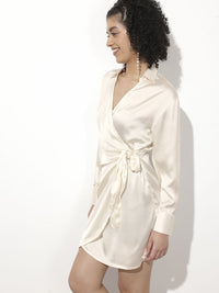 DressBerry Classic White Bodice Wrap Dress