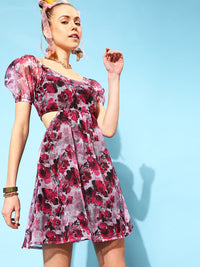 STREET 9 Floral Chiffon Mini Dress