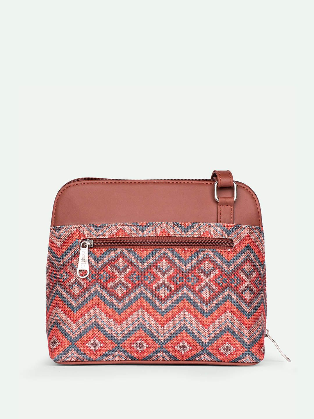 ZOUK Geometric Printed Structured Sling Bag