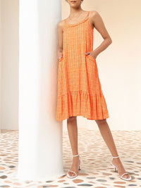 DressBerry Boho Edgy Core Shoulder Straps Checks A-line Dress
