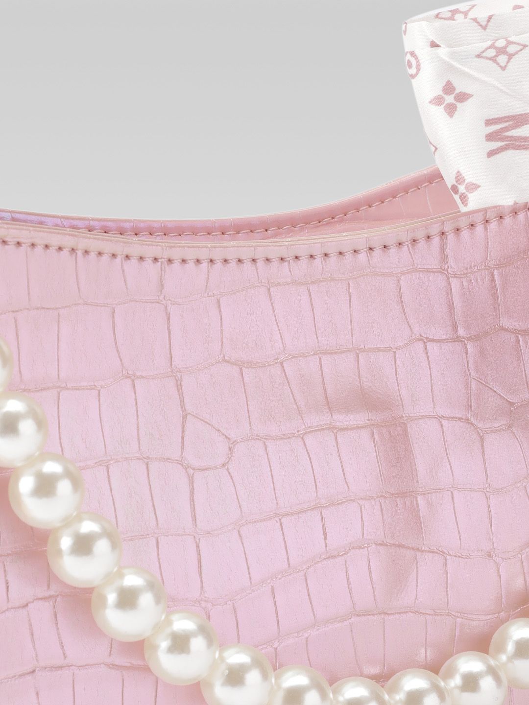 DressBerry Croc Textured Structured Shoulder Bag