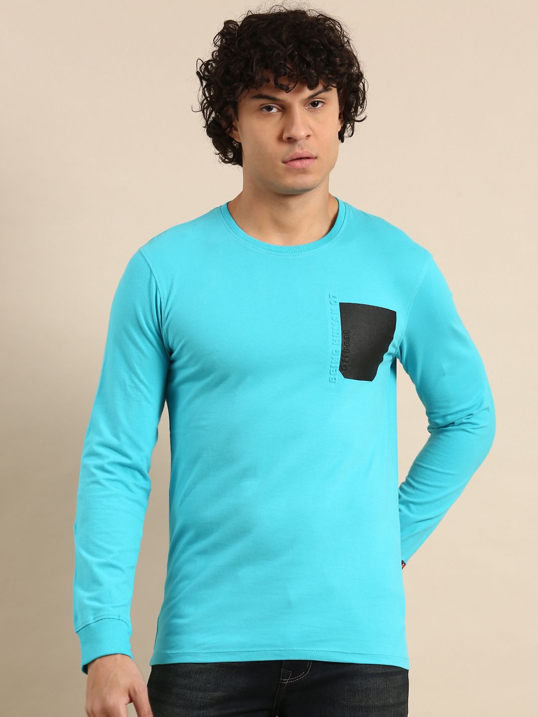 Being Human Embossed Detail Patchwork Round Neck T-shirt