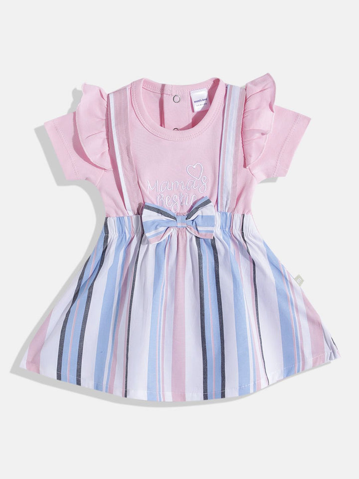 Moms Love Infant Girls Print Bow Detail Pleated Fit & Flare Dress