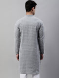 Jompers Embroidered Mandarin Collar Chikankari Kurta