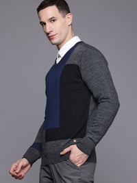 Raymond Contemporary Fit Colourblocked Sweaters