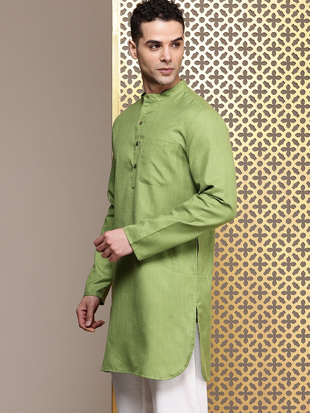 House of Pataudi Band Collar Rozana Kurta