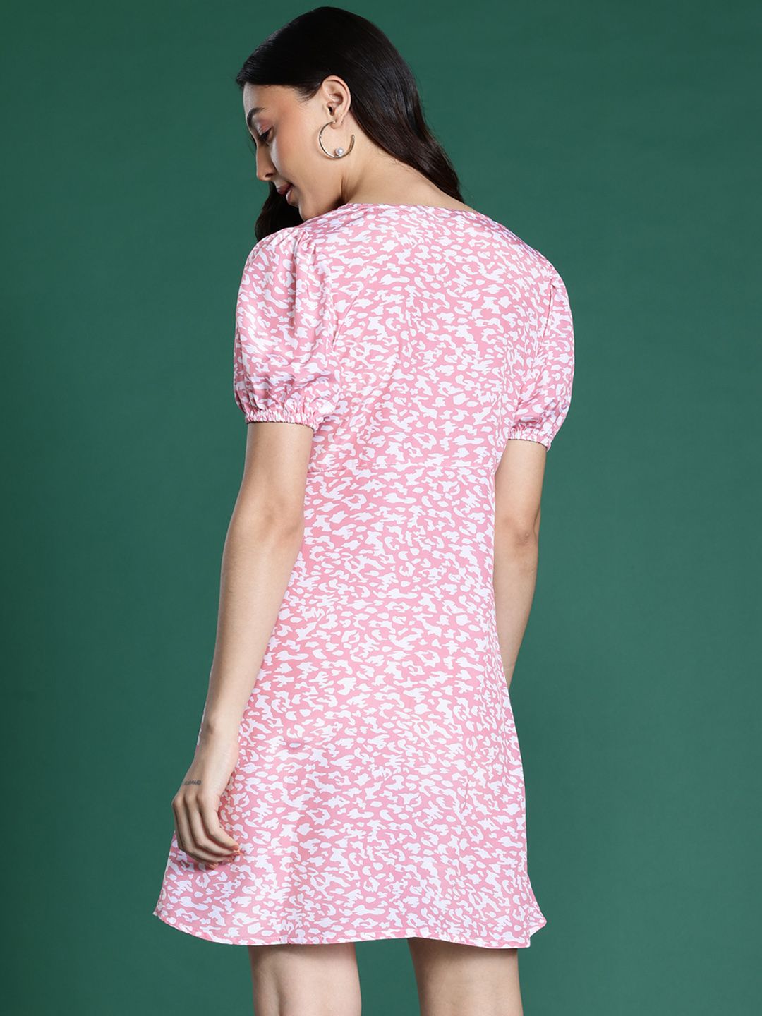 DressBerry Print Puff Sleeve Empire  Dress