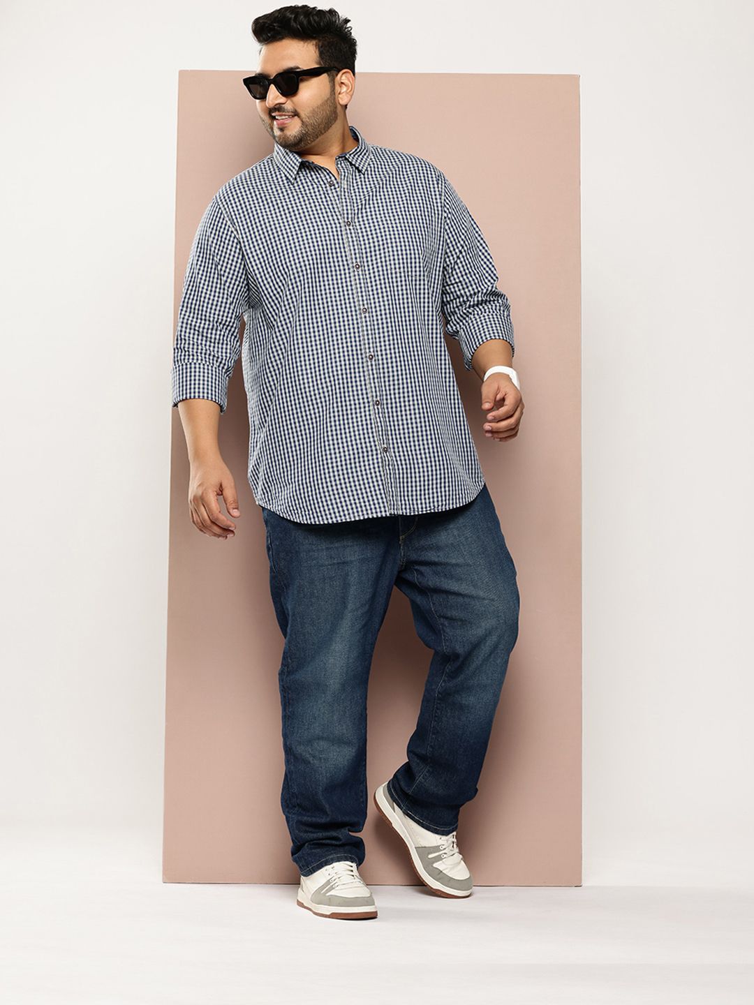 Thomas Scott Men Premium Gingham Checks Casual Shirt