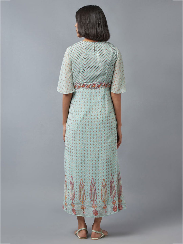 W Green Ethnic Maxi Dress
