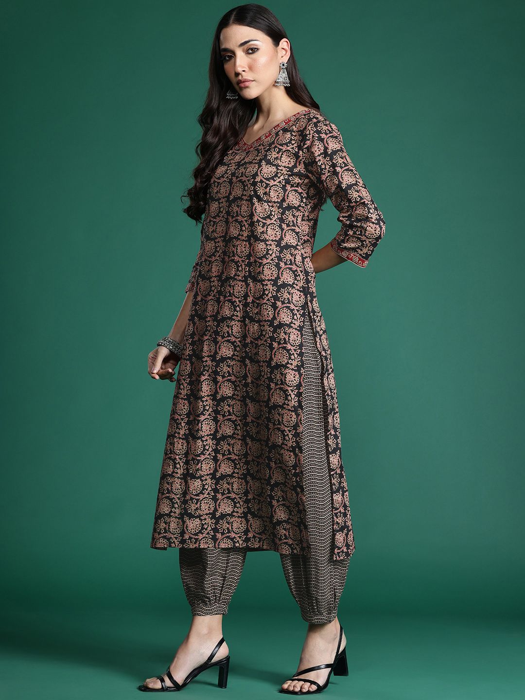 Indo Era Floral Printed Pure Cotton Kurta with Salwar & With Dupatta